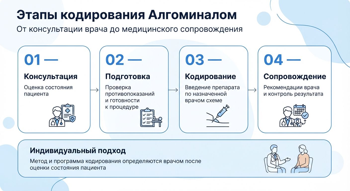 Кодирование препаратом «Алгоминал» в Порхове инфографика